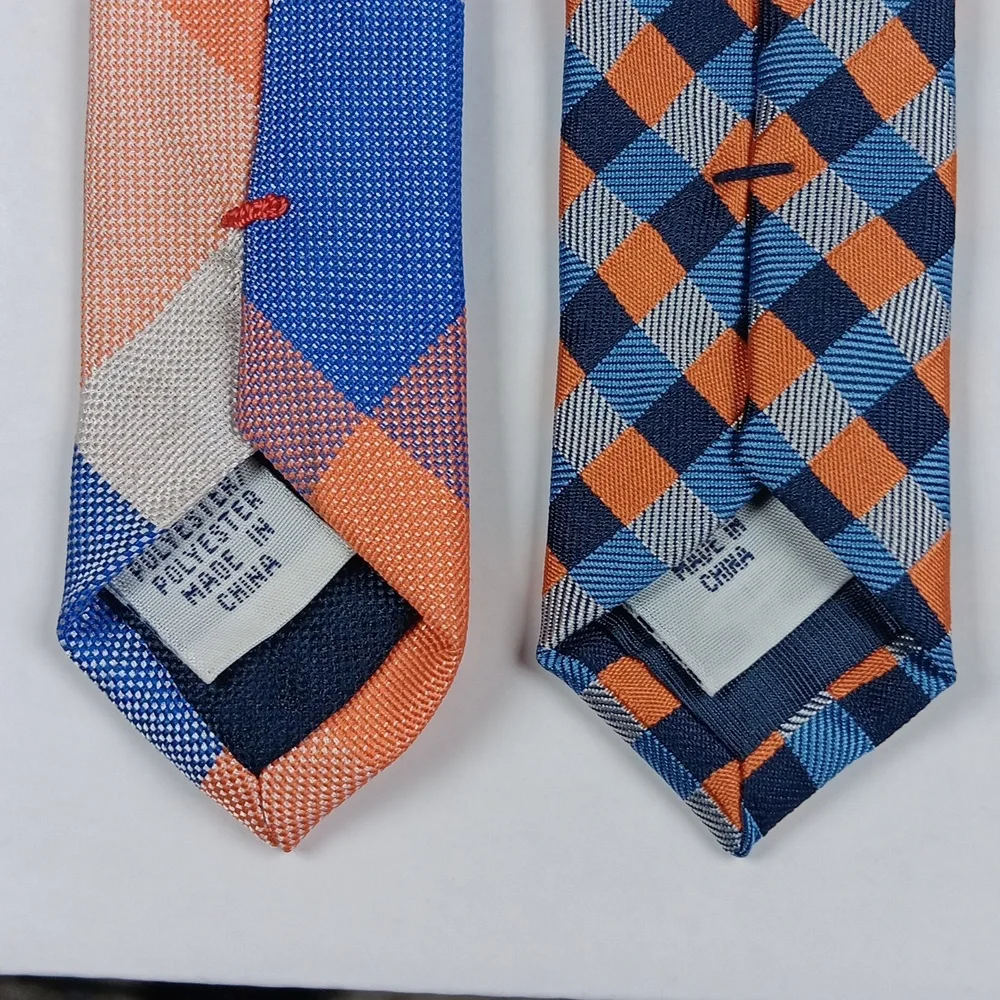 Pair of orange and blue polyester Izod‎ ties.